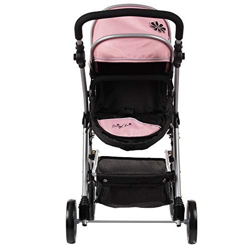 Daisy Chain Connect 5 in 1 Dolls Pram – Adjustable Handles from 48-85cms. For children of 4,5,6,7 and 8 years. In Classic Pink Fabric