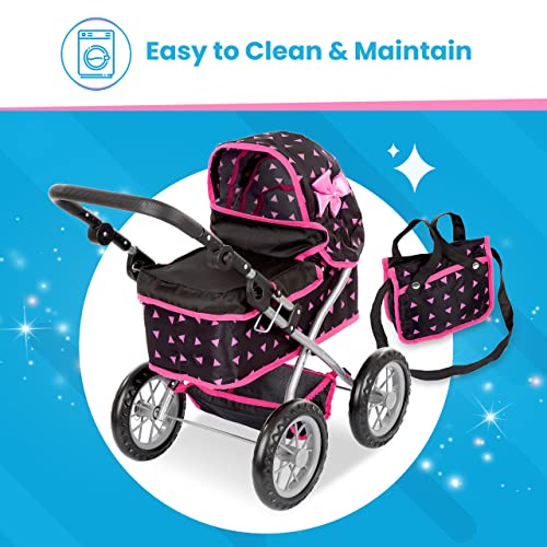 Kinderplay Dolls Pram | Toy Pram | Baby Doll Pram - Toy Pushchair | Dolls Buggy | Dolls Pushchair | Doll Stroller with Adjustable Handle (33-63 cm), model KP0261R