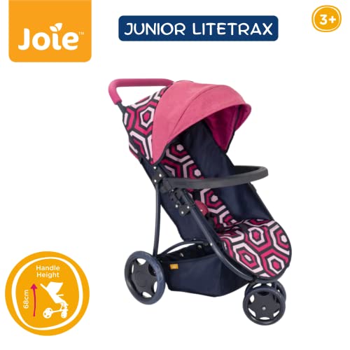 Joie Junior Litetrax 3 Wheeled Pushchair | Buggy In Geometric Pink And Navy | Baby Doll Pushchair | Childrens Baby Doll Collapsible Stroller Toy | Role Play Toy Dolls Folding Buggy Pushchair | Ages 3+