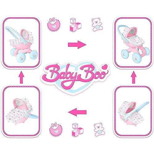 HTI Toys & Games BabyBoo 4 In 1 My First Pram | Childrens Baby Doll Pushchair Stroller Toy Great For Girls & Boys 18 Months+