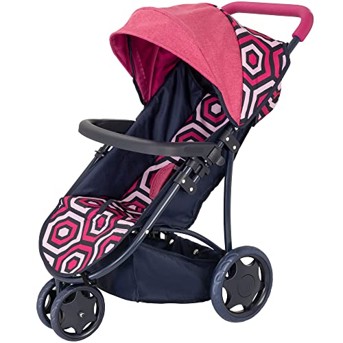 Joie Junior Litetrax 3 Wheeled Pushchair | Buggy In Geometric Pink And Navy | Baby Doll Pushchair | Childrens Baby Doll Collapsible Stroller Toy | Role Play Toy Dolls Folding Buggy Pushchair | Ages 3+