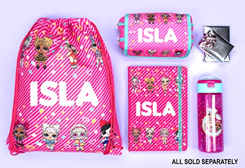 LOL - Kids Drawstring Bag - Personalised Lightweight Backpack - Add Your Name - Pink PE Bag - 43x35cm - Waterproof Bag - Customised Gifts