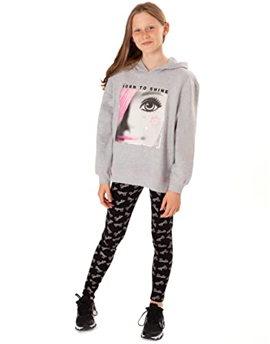Barbie Hoodie & Leggings For Girls | Kids Doll Grey Jumper with Logo Black Leggings Loungewear Children Clothes 5-6 Years