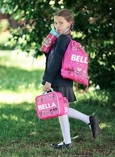 LOL - Kids Drawstring Bag - Personalised Lightweight Backpack - Add Your Name - Pink PE Bag - 43x35cm - Waterproof Bag - Customised Gifts