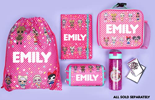 LOL - Kids Drawstring Bag - Personalised Lightweight Backpack - Add Your Name - Pink PE Bag - 43x35cm - Waterproof Bag - Customised Gifts