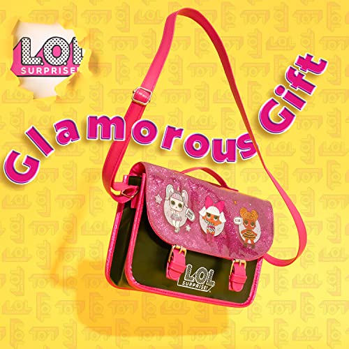 L.O.L. Surprise! LOL Dolls Handbag For Girls Featuring Glitterati Doll Unicorn, Diva, Queen Bee | Black & Pink Kids Handbag Crossbody | Children Cross Body Bag | Fashion Shoulder Bags For Kids