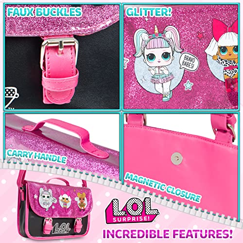L.O.L. Surprise! LOL Dolls Handbag For Girls Featuring Glitterati Doll Unicorn, Diva, Queen Bee | Black & Pink Kids Handbag Crossbody | Children Cross Body Bag | Fashion Shoulder Bags For Kids