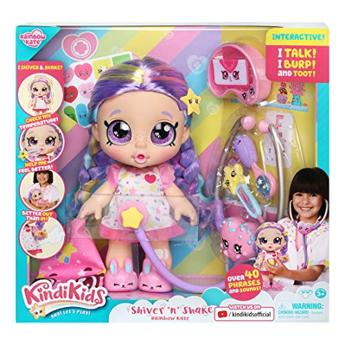 Kindi Kids Toddler Doll - Shiver and Shake Rainbow Kate - Interactive Talking Toy with Shopkins Accessories, 5.55 x 3.98 x 9.96 inches