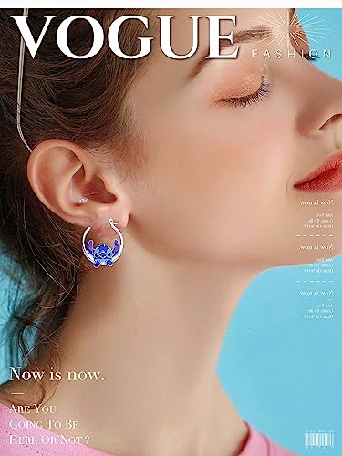 Stitch Earrings,Personalized Creative Anime Cartoon Oil Drop Earrings, Cartoon Character Alloy Earrings, Girl Jewelry Earrings, Fashion Creative Holiday Jewelry Gifts (Blue)