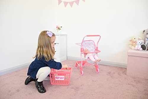 KOOKAMUNGA KIDS 2 in 1 Toy Shopping Cart with Hand Basket - Realistic Kids Grocery Cart with Baby Doll Front Seat Carrier - Toys for 2 to 7 Year Old Children - Pink Unicorn