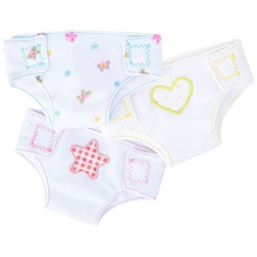 DOLLSWORLD Classic from Peterkin | Fabric Nappies | Pack of 3 Reusable and Adjustable Fabric Nappies for Dolls up to 46cm | Dolls & Accessories | Ages 3+