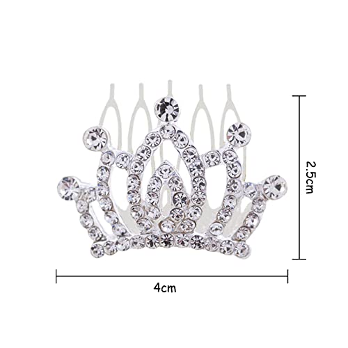 2 Pcs Crown Rhinestone Tiara, Hair Comb Crystal Princess Hair Clip, Mini Fashion Head Accessory for Kids Children Birthday Party Hair Decorations Supplies