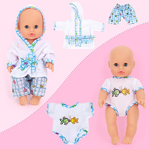 deAO Baby Doll Bath Play Set with Real Water Faucet Function and Baby Doll Accessories, Baby Doll Clothes, Dolls for 3 4 5 6 7 8 Year Olds Girls, Birthdays for Girl