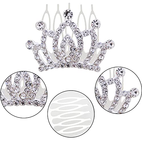 2 Pcs Crown Rhinestone Tiara, Hair Comb Crystal Princess Hair Clip, Mini Fashion Head Accessory for Kids Children Birthday Party Hair Decorations Supplies