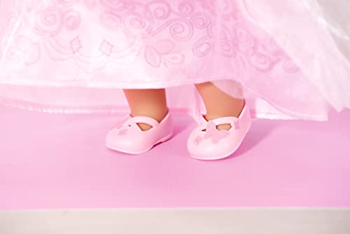 Baby born Deluxe Princess Gown 834169 - Accessories for Dolls up to 43cm - Includes Pink Gown, Headband with Crown, and Pink Shoes - Suitable for Kids from 3+