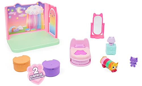 Gabby’s Dollhouse, Sweet Dreams Bedroom with Pillow Cat Figure and 3 Accessories, 3 Furniture Pieces and 2 Deliveries, Kids’ Toys for Ages 3 and above