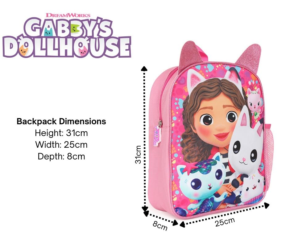 Gabby's Dollhouse Backpack, Kids Backpack, Schoolbag, Rucksack Pink