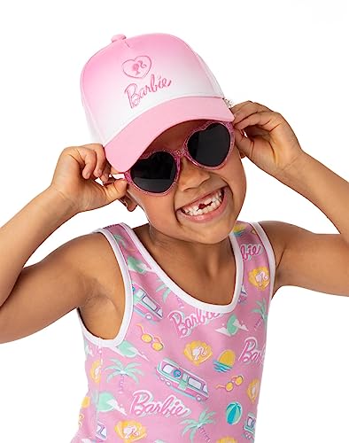 Barbie Girls Cap and Free Sunglasses | Kids Doll Logo Pink Ombre Adjustable Snapback Baseball Hat Summer Holiday Accessories | Fashion Doll Merchandise Gifts