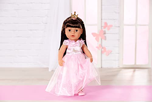 Baby born Deluxe Princess Gown 834169 - Accessories for Dolls up to 43cm - Includes Pink Gown, Headband with Crown, and Pink Shoes - Suitable for Kids from 3+