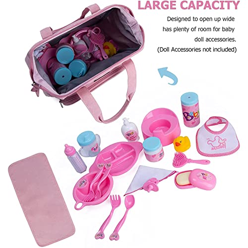 Bebamour Unicorn Baby Doll Changing Bag with Doll Changing Pad Carry Baby Doll Accessories Fashion Kids Bag for Baby Girl, Rocking Unicorn