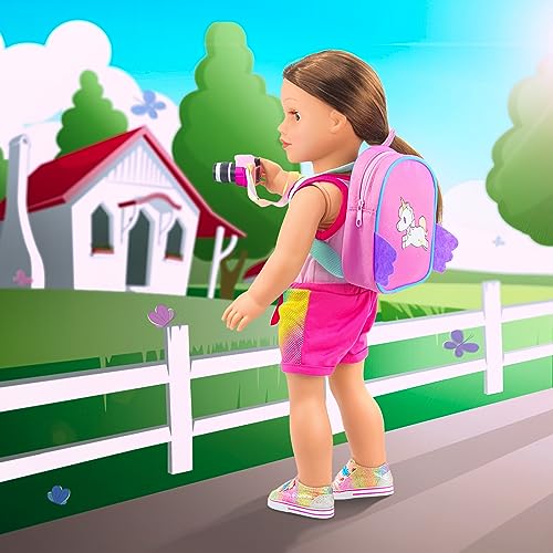 ZITA ELEMENT Doll Travel Suitcase 16 PCS=1 suitcase+ 2 Air tickets + 1 Passport and other 12 Accessories - For American 18 Inch Girl Dolls Travel Accessories