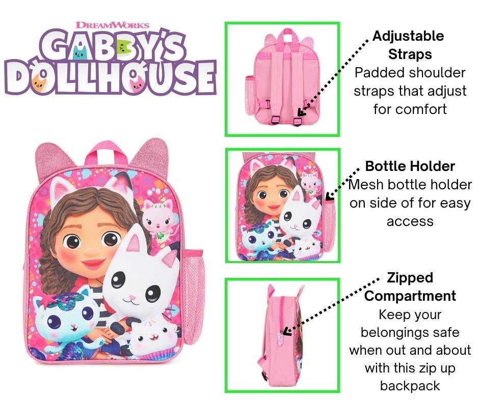 Gabby's Dollhouse Backpack, Kids Backpack, Schoolbag, Rucksack Pink