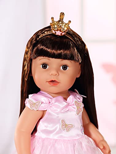 Baby born Deluxe Princess Gown 834169 - Accessories for Dolls up to 43cm - Includes Pink Gown, Headband with Crown, and Pink Shoes - Suitable for Kids from 3+