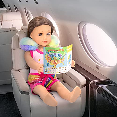 ZITA ELEMENT Doll Travel Suitcase 16 PCS=1 suitcase+ 2 Air tickets + 1 Passport and other 12 Accessories - For American 18 Inch Girl Dolls Travel Accessories