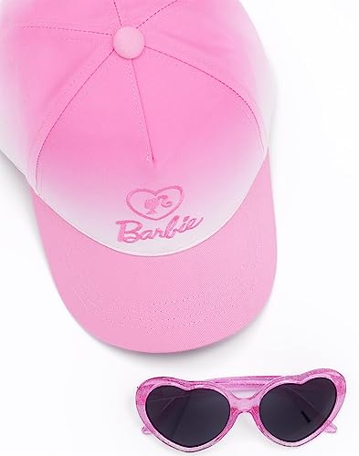 Barbie Girls Cap and Free Sunglasses | Kids Doll Logo Pink Ombre Adjustable Snapback Baseball Hat Summer Holiday Accessories | Fashion Doll Merchandise Gifts