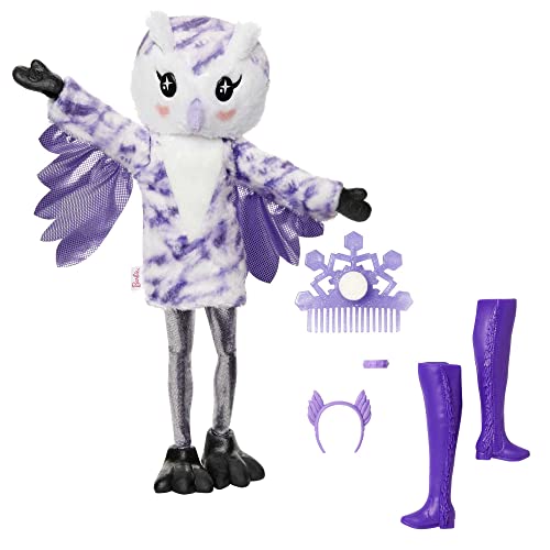 Barbie Doll, Cutie Reveal Owl Plush, Snowflake Sparkle Doll with 10 Surprises, Pet, Color Change and Accessories, Toys and Gifts for Kids​​​