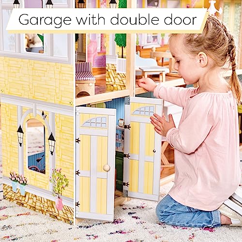 KidKraft Majestic Mansion Wooden Dolls House With Furniture And Accessories Included, 4 Storey Play Set with Garage and Lift for 30 cm/12 Inch Dolls, Kids' Toys, 65252 - Amazon Exclusive