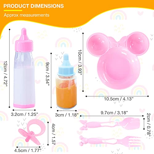D.A.Y. Republic Baby Dolls Feeding Accessories with Two Magic Milk Bottles, Dummy, Plate, Fork and Spoon, Great Pretend Play Nurturing Accessories Toy Gift for Kids (6 Piece Baby Doll Accessories)