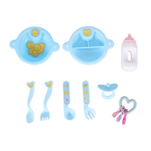 Balacoo Pretend Play Toys Baby Doll Accessories Baby Feeding Toys Kids Kitchen Toys Playset Dollhouse Set Tableware Flatware for Girls ( Sky- blue )