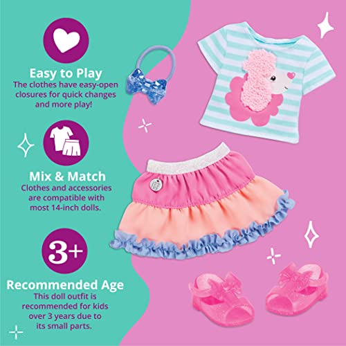 Glitter Girls GG50134Z Poodle Cuddles Fashion Outfit with Hair Bow – 35.6 cm (14-inch) Doll Clothes and Accessories for Kids Ages 3 and Up