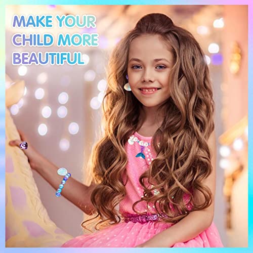 AYNKH Mermaid Princess Dress Up Set, Party Decorations Halloween Costume Accessories Birthday Gift, Kids Jewelry Sets Include Necklace Bracelet Ring Earrings for Girls