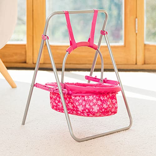 Toyrific Snuggles Toy Doll Swing | Furniture Playset, Baby Doll Swing Set, Dolls Accessory for Kids, Girls, Pink