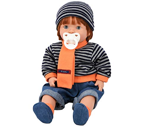 The Magic Toy Shop Bibi Doll - 18" Realistic Lifelike Sleeping Soft Body Ginger Baby Dolls with Freckles & Baby Sounds (Boy)