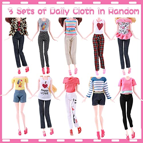 25Pcs Doll Clothes Outfit for Barbie Dolls, 10 Shoes 3 Dress 3 Clothes 2 Bikini Set 2 Formal Dress for Girls Birthday Doll Accessories, Dresses Full Set of Fashion Outfits for 11.5" Doll, in Random