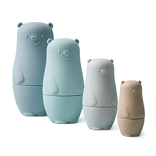let's make Sorting Nesting Doll, Silicone Matryoshka Stacking Russian Dolls for Kids Cartoon Bear Montessori Toys for Babies Gift Decoration