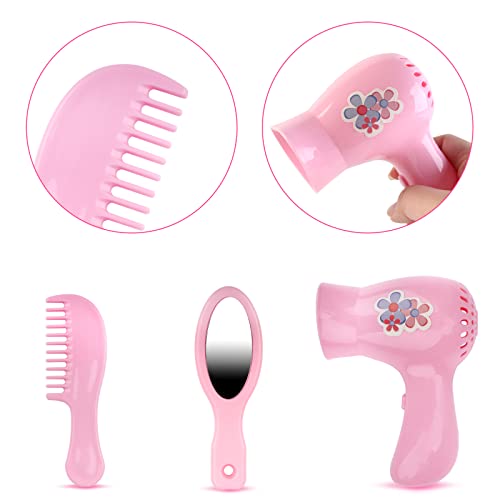 deAO Baby Doll Accessories Set 40PCS Pretend Play Role Play Games Set with Baby Feeding Accessories, Bag, Doll Bear, Bath, Soother Dummy, and Much More-Nurturing Pretend Toy for Kids