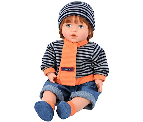 The Magic Toy Shop Bibi Doll - 18" Realistic Lifelike Sleeping Soft Body Ginger Baby Dolls with Freckles & Baby Sounds (Boy)
