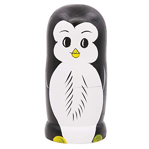 Set 7 Pieces Penguin Wooden Handmade Nesting Dolls Matryoshka Russian Doll For Kids Toy Birthday Christmas New Year Gift Home Decoration