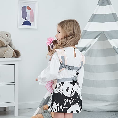 Baby Doll Carrier for Kids, Front and Back Carrying with Adjustable Straps for Girls, Stuffed Toy Carrier Doll Accessories for Kids, 100% Cotton