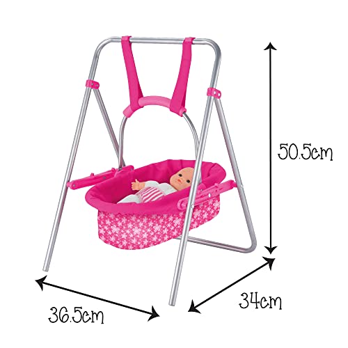 Toyrific Snuggles Toy Doll Swing | Furniture Playset, Baby Doll Swing Set, Dolls Accessory for Kids, Girls, Pink