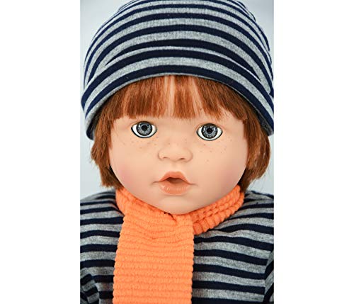 The Magic Toy Shop Bibi Doll - 18" Realistic Lifelike Sleeping Soft Body Ginger Baby Dolls with Freckles & Baby Sounds (Boy)