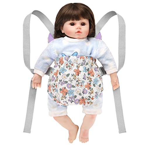 GAGAKU Baby Doll Carrier Stuffed Animal Carrier for Girls Doll Accessory Adjustable Straps for 12 to 24 inch Reborn Baby Dolls - Purple Flowers
