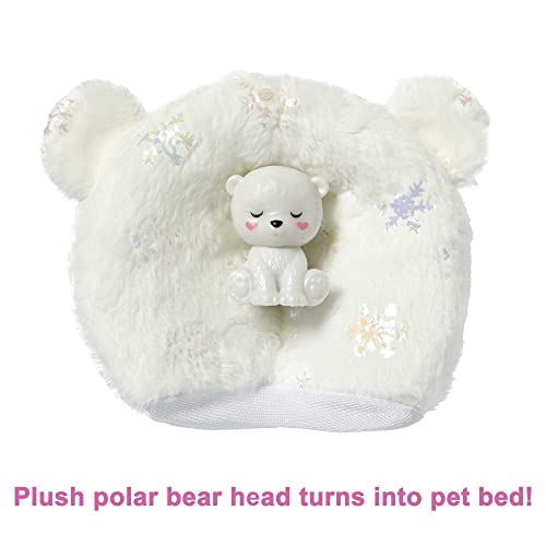 Barbie Doll, Cutie Reveal Polar Bear, Snowflake Sparkle Doll with 10 Surprises, Pet, Color Change and Accessories, Toys and Gifts for Kids​​