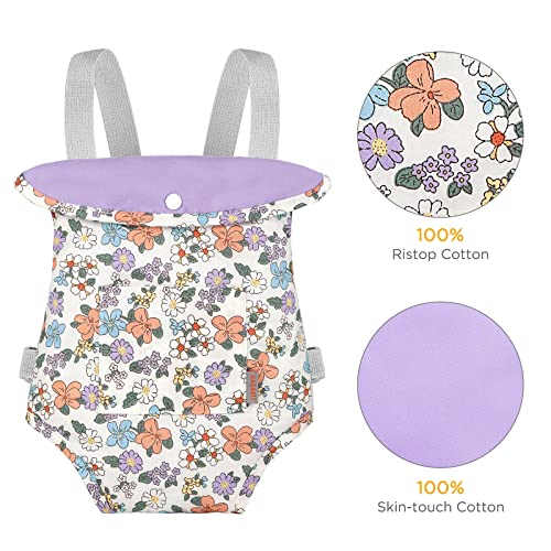 GAGAKU Baby Doll Carrier Stuffed Animal Carrier for Girls Doll Accessory Adjustable Straps for 12 to 24 inch Reborn Baby Dolls - Purple Flowers