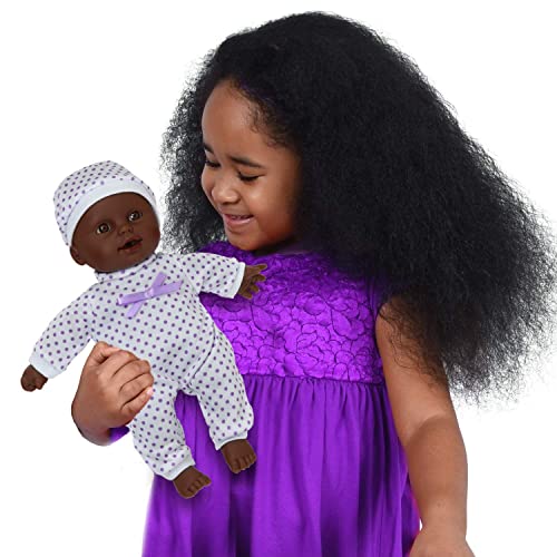 The New York Doll Collection 11 inch/ 28cm Soft Body African American Newborn Baby Doll in Gift Box - Doll Dummy Included