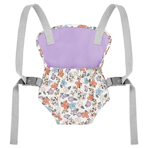 GAGAKU Baby Doll Carrier Stuffed Animal Carrier for Girls Doll Accessory Adjustable Straps for 12 to 24 inch Reborn Baby Dolls - Purple Flowers